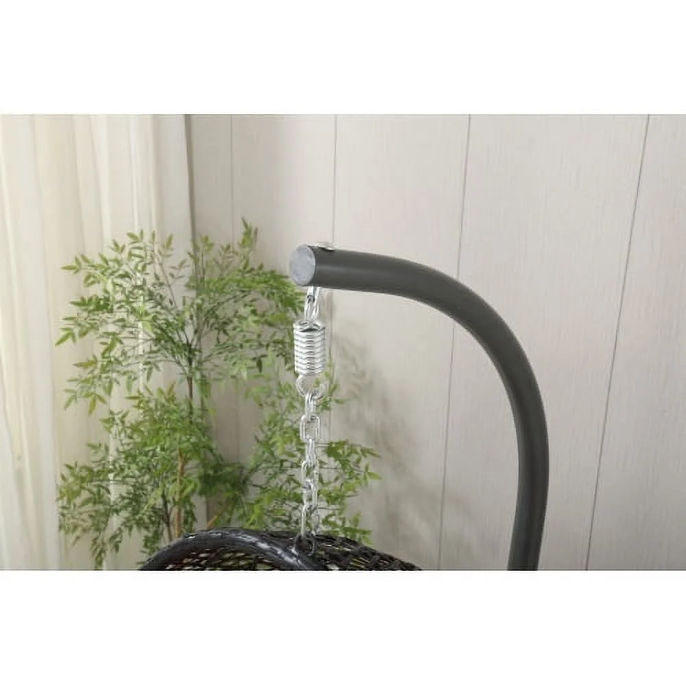 Patio PE Rattan Swing Chair With Stand for Balcony, Courtyard