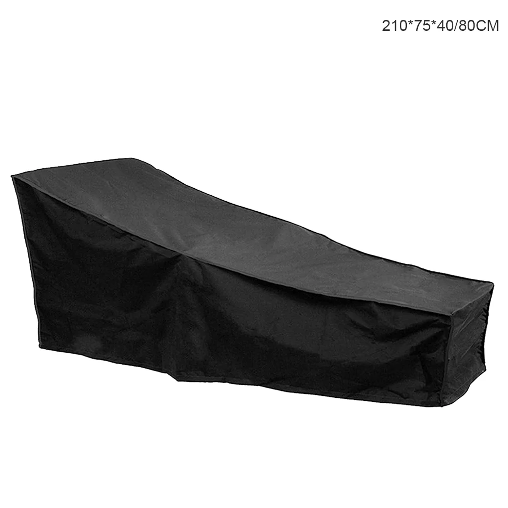 210D Oxford Cloth Lounge Cover Outdoor Waterproof Patio Chair Dustproof Furniture Cover Beach Hotel Lawn Black 210x75x40/80cm