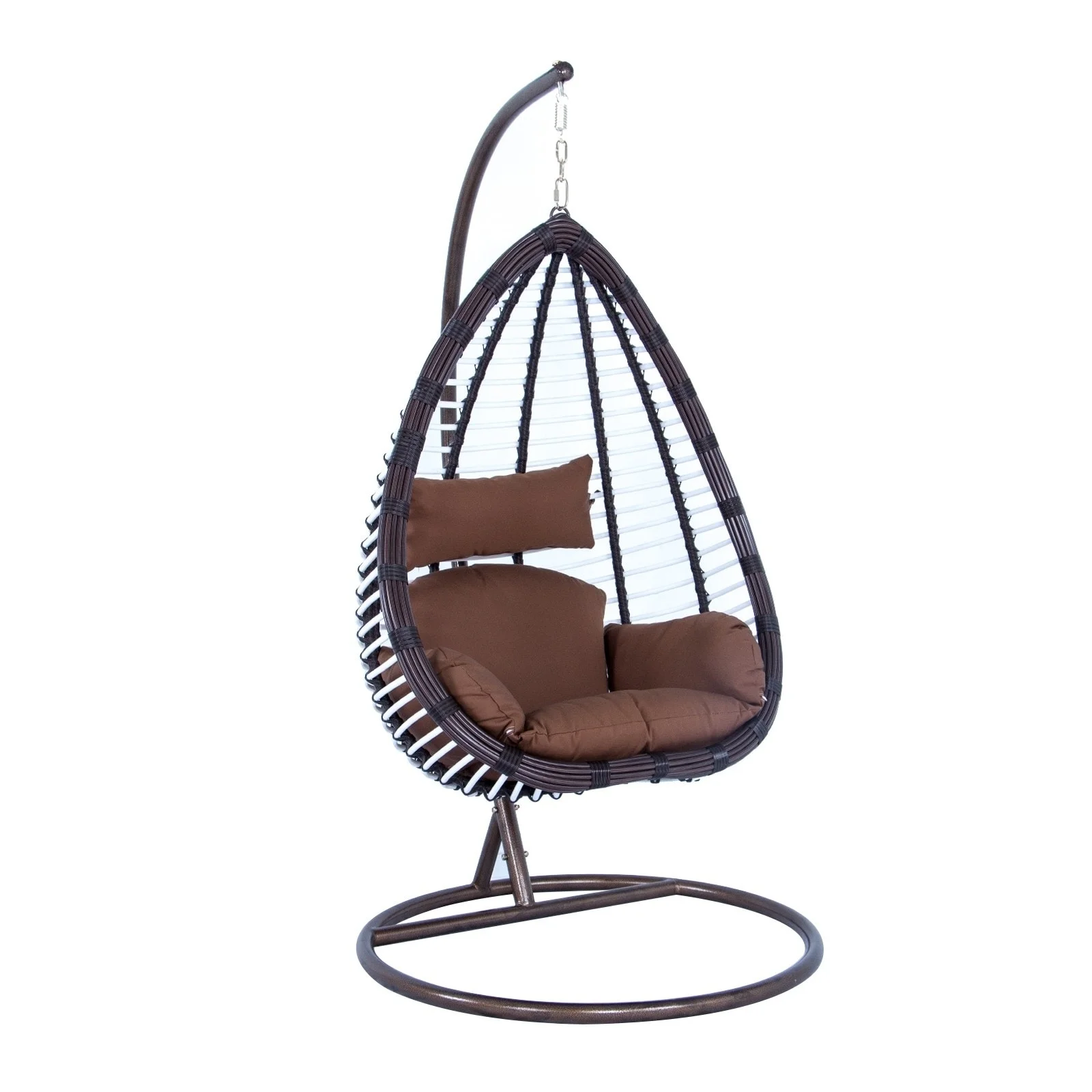 Havenside Home Billa Outdoor Wicker Hanging Brown Egg Swing Chair by