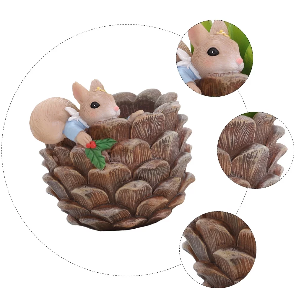 Guichaokj Squirrel Succulent Flower Pot Plant Pot Garden Resin Micro Landscape Flower Pot