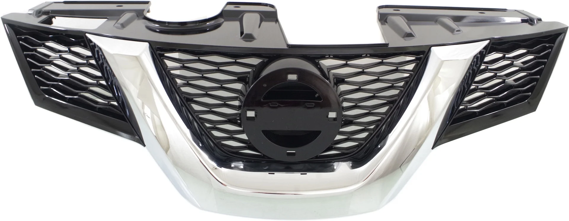 Grille Assembly Compatible with 2014-2015 Nissan Rogue Painted Black Shell and Insert