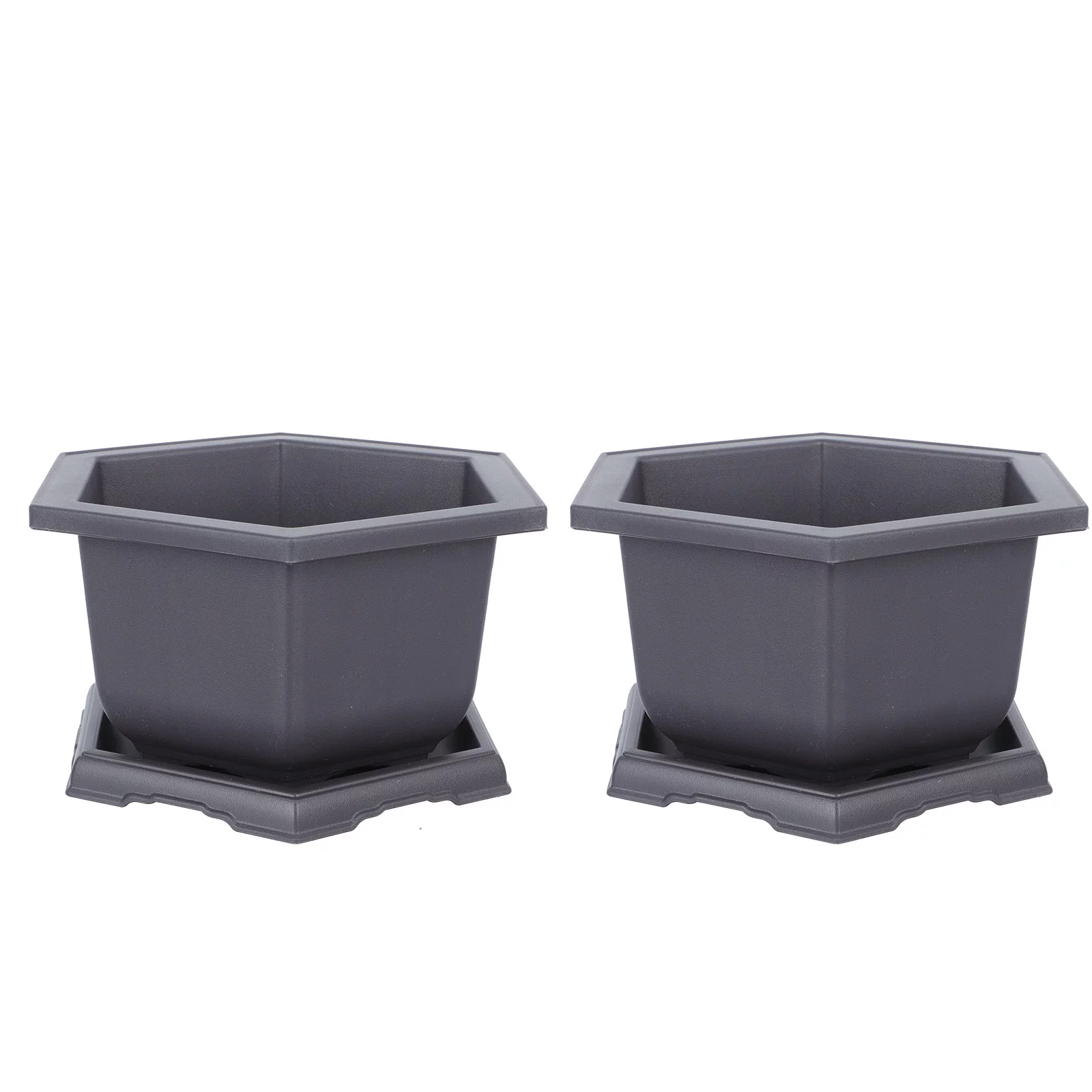 Gongxipen 1 Set of Plastic Flowerpot Balcony Planting Container Simple Plant Pot with Trays