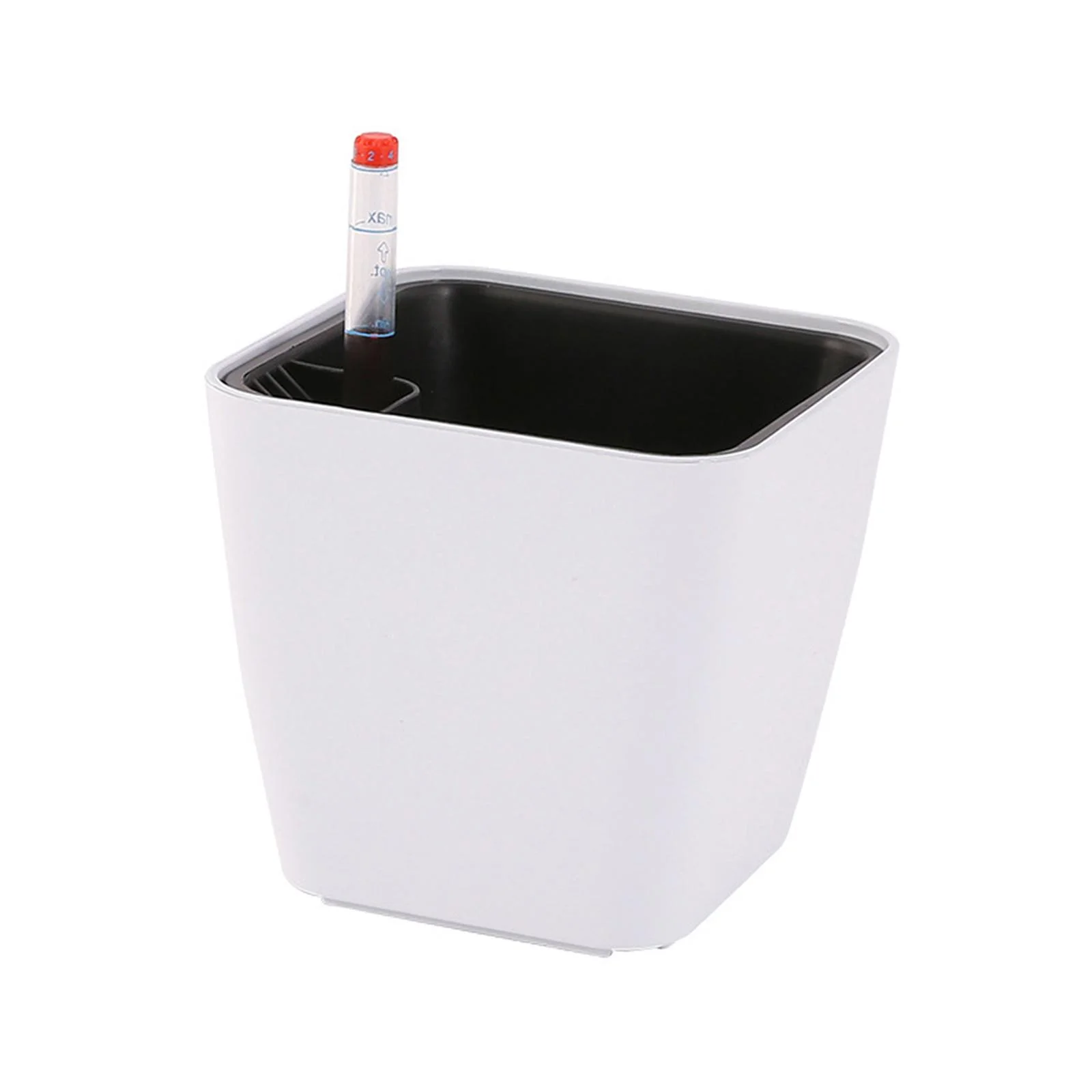 jicheng Self Watering Plant Pot with Water Level Indicator for Orchids Cacti White