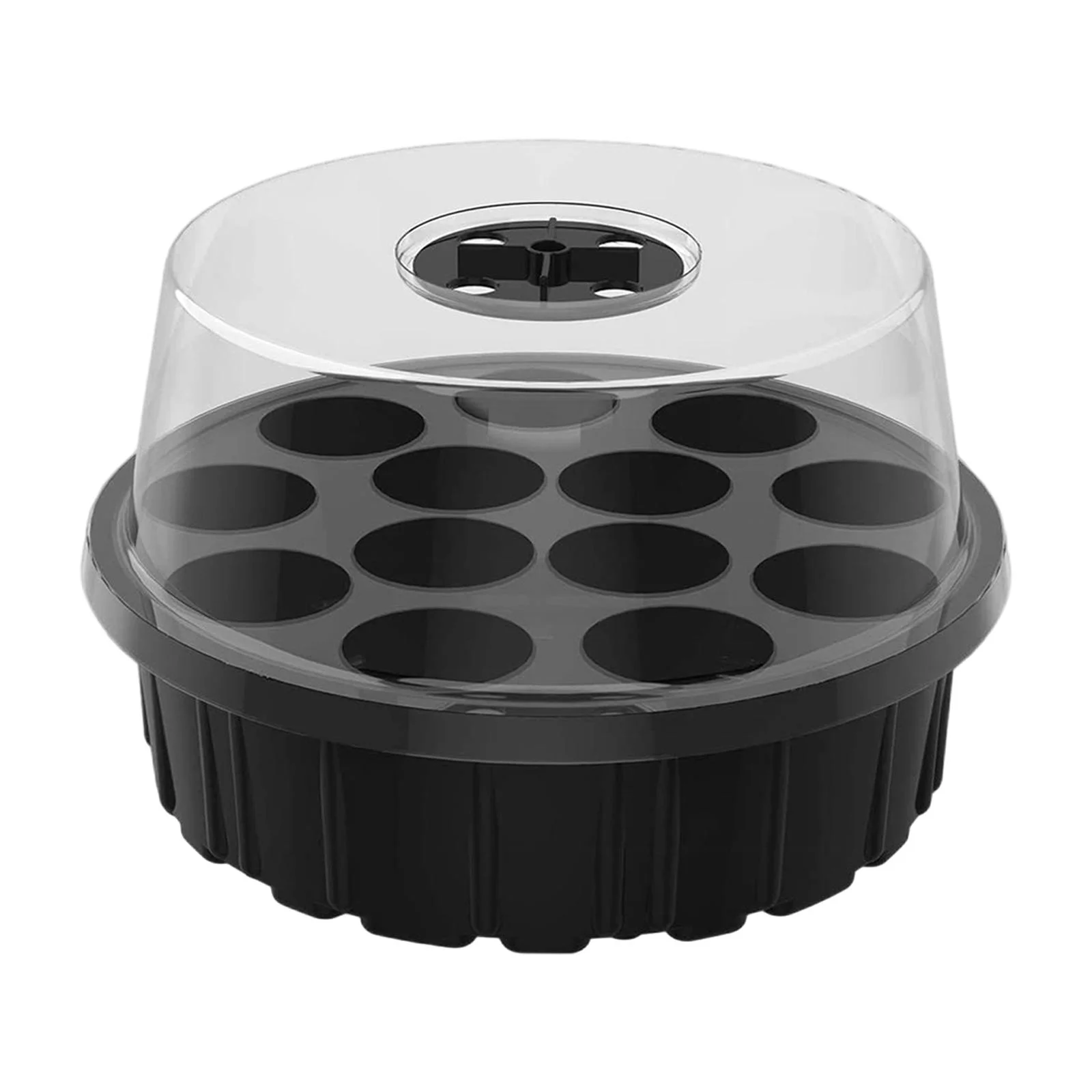 Miulika 13 Cells Seedling Starting Tray Germination Tray with Vents 8x5inch Mini Greenhouse Starter Tray for Fruits, Tomatoes Black