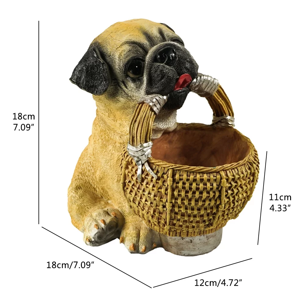 Goldmeet Dog Small Planter Pot Dog Holding Basket Resin Ornament Succulent Planter Pot Flower Pot Garden Home Decor Christmas Gift