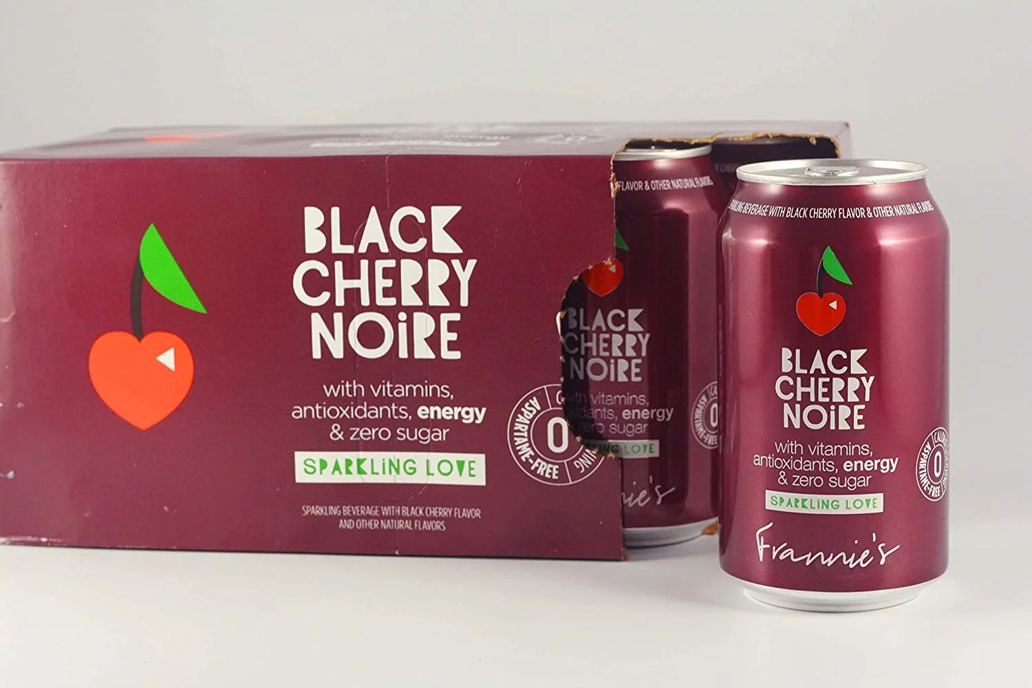 AmishTastes Frannies Sparkling Black Cherry Noire, Protected With High-Density Foam, 12 Oz. Pack of 8