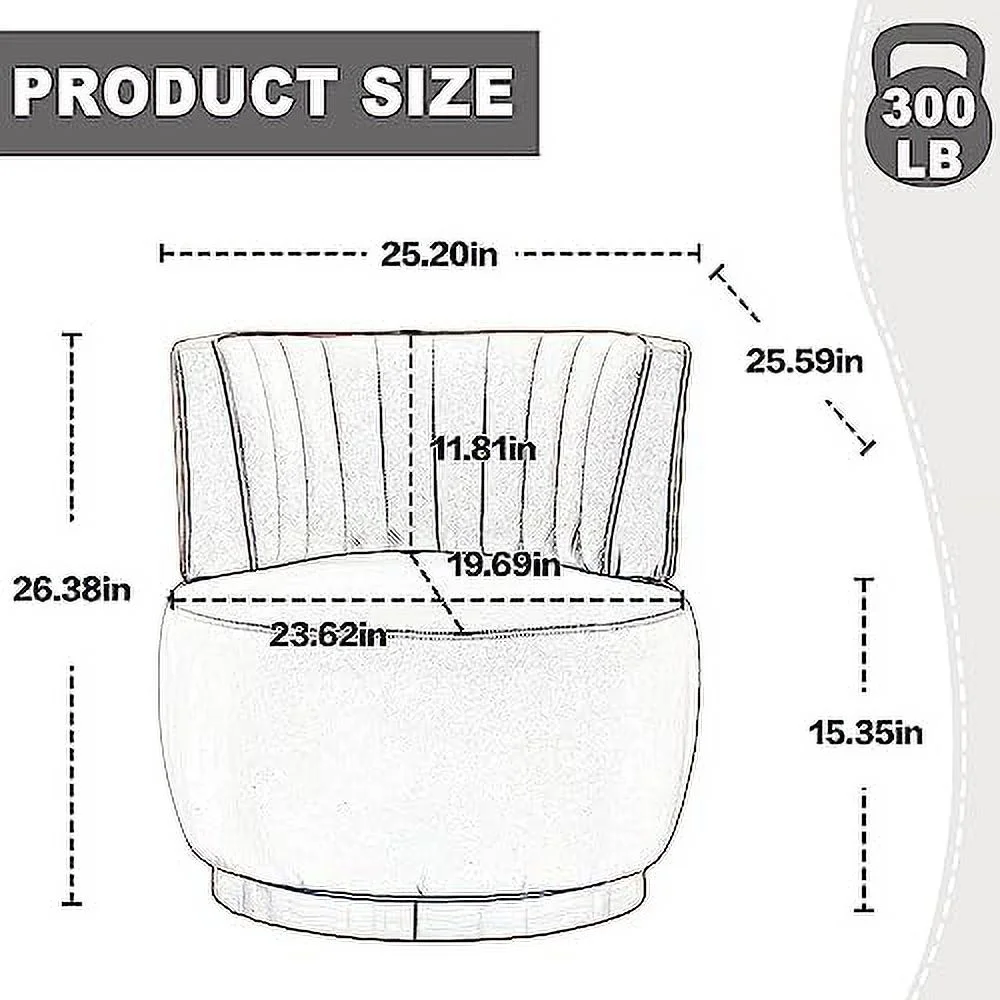 GFVCNIO Swivel Barrel Chair Mid Century Modern Accent Chair Velvet Upholstered Comfy Armchair Round Sherpa Chair with Tufted Base for Nursery Living Room Bedroom Office Waiting Room  Gree