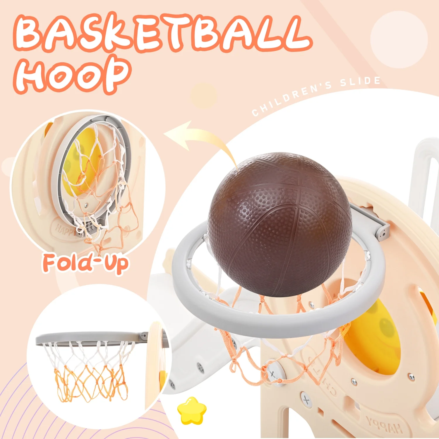 Exciting 4-in-1 Freestanding Outdoor Toddler Climber and Slide Playset - Fun Kids Playground Climber with Basketball Hoop - Interactive Indoor & Outdoor Play Combination for Babies