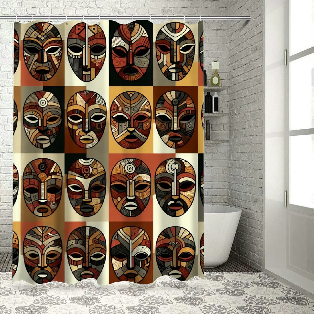 Lzatpd Shower Curtain, Designs Aborigine Art Patterns Cultural Print, Cloth Fabric Bathroom Decor Set with Hooks, Plum Orange