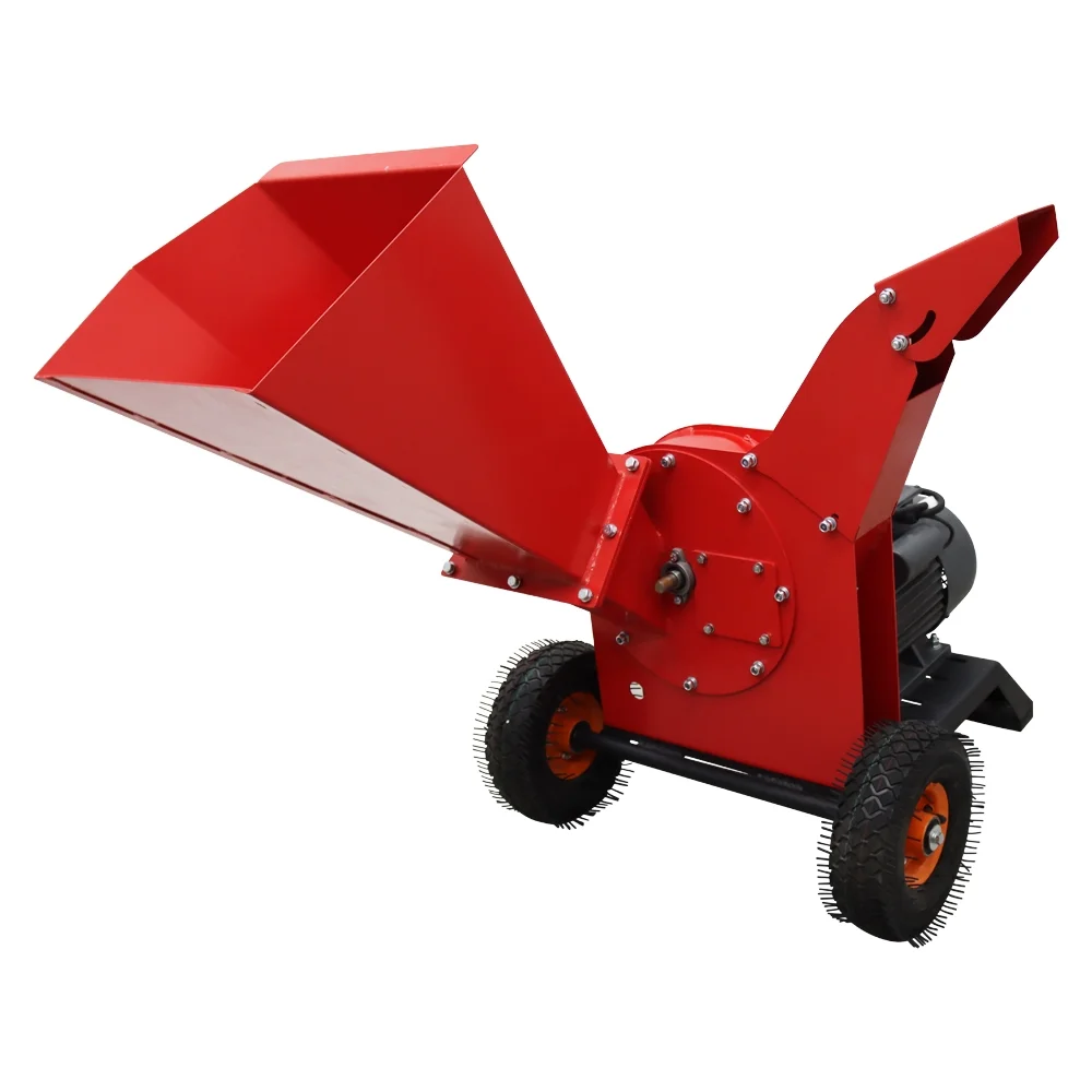 Techtongda 220V Hand Pushed Wood Crusher Branch Crusher Twig Shredder Straw Landscaping Shredder