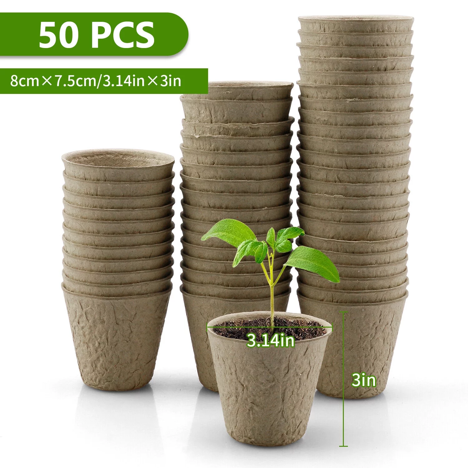 50-100PCS Biodegradable Nursery Pots Garden Plant Grow Seedling Planting Pots US