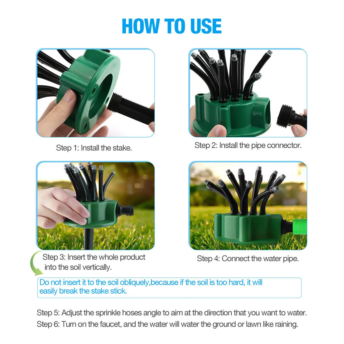 Harnent 360° Flexible 12 Tubes Garden Yard Lawn Water Sprinkler Watering Sprayer System