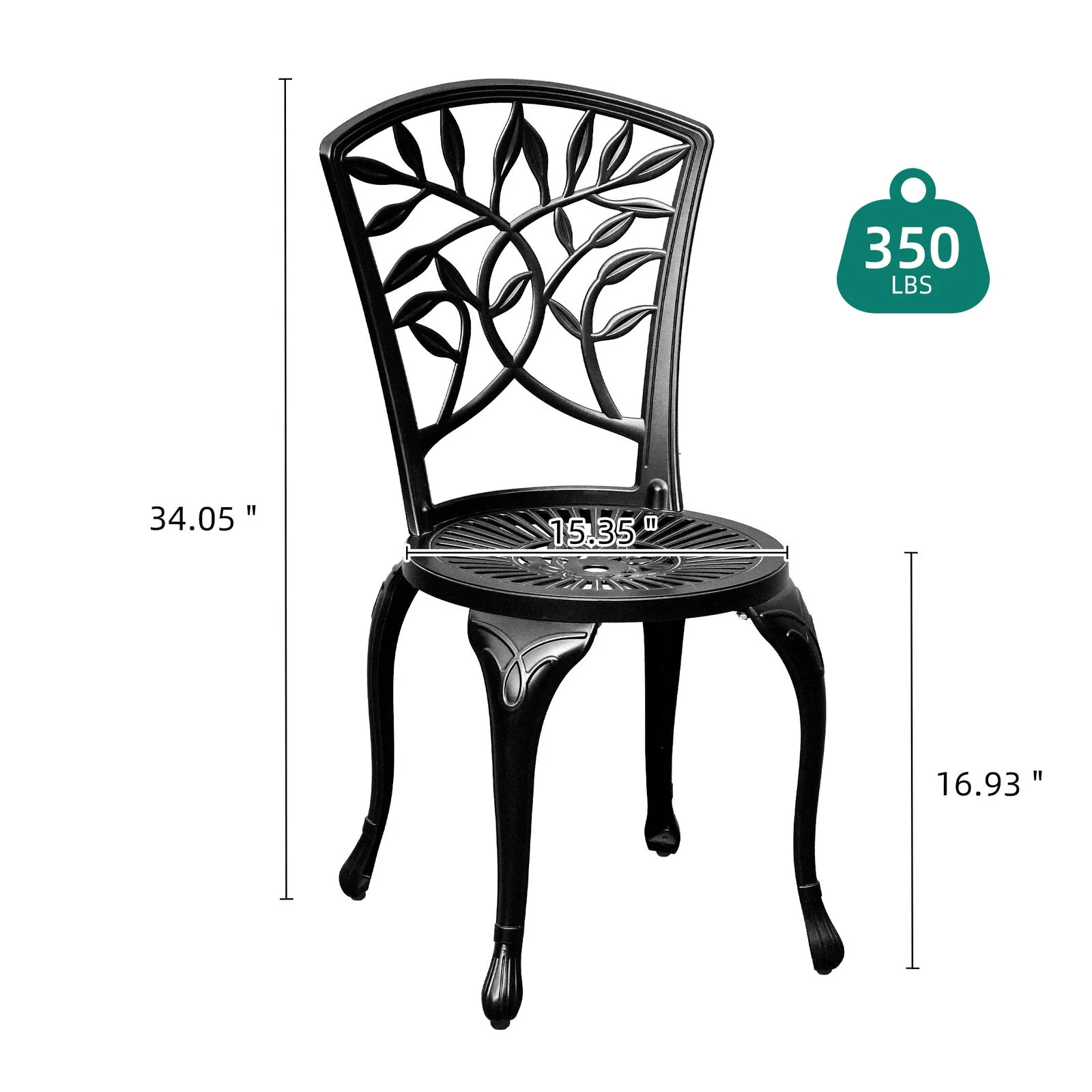 2 Pcs Outdoor Cast Aluminum Dining Chairs Patio Bistro Chairs w/ Adjustable Feet