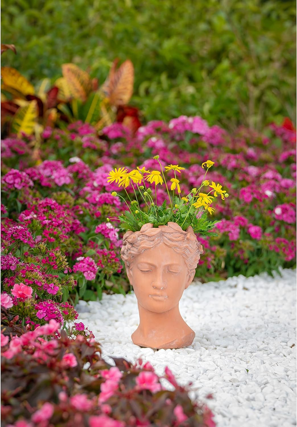Bust Planter Terracotta Brown Traditional Cement
