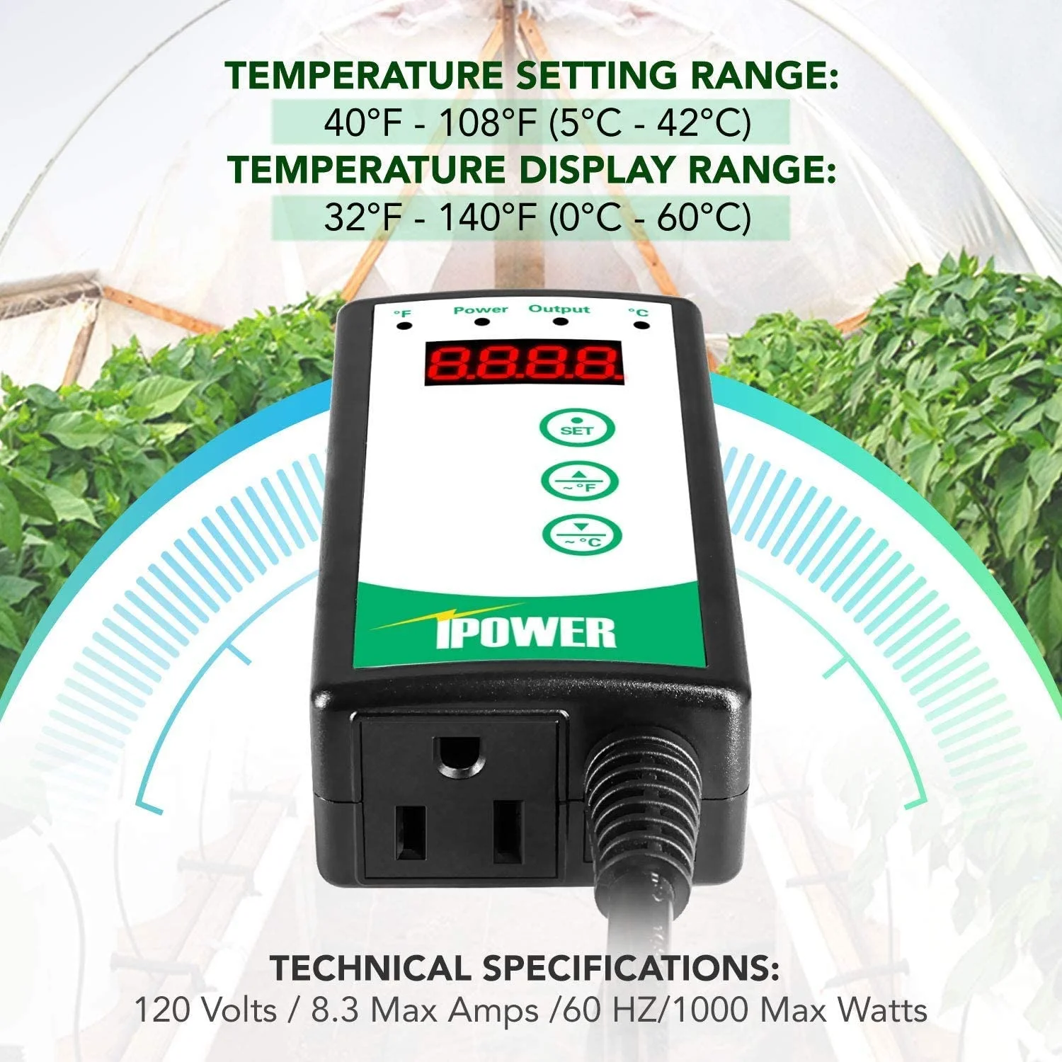 iPower Upgraded Carbon Film Seedling Heat Mat Digital Thermostat Controller and Temperature Humidity Monitor for Plant Germination