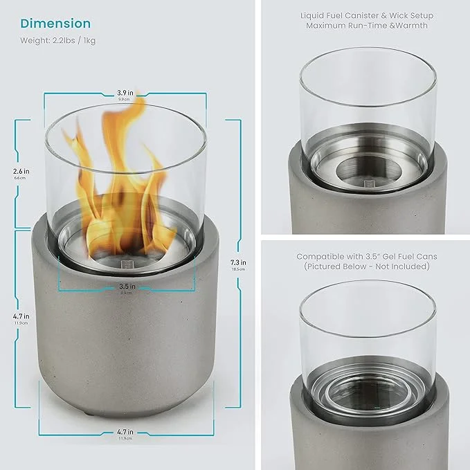 Open Box Home Zone Living Concrete Portable Tabletop Round 4.7