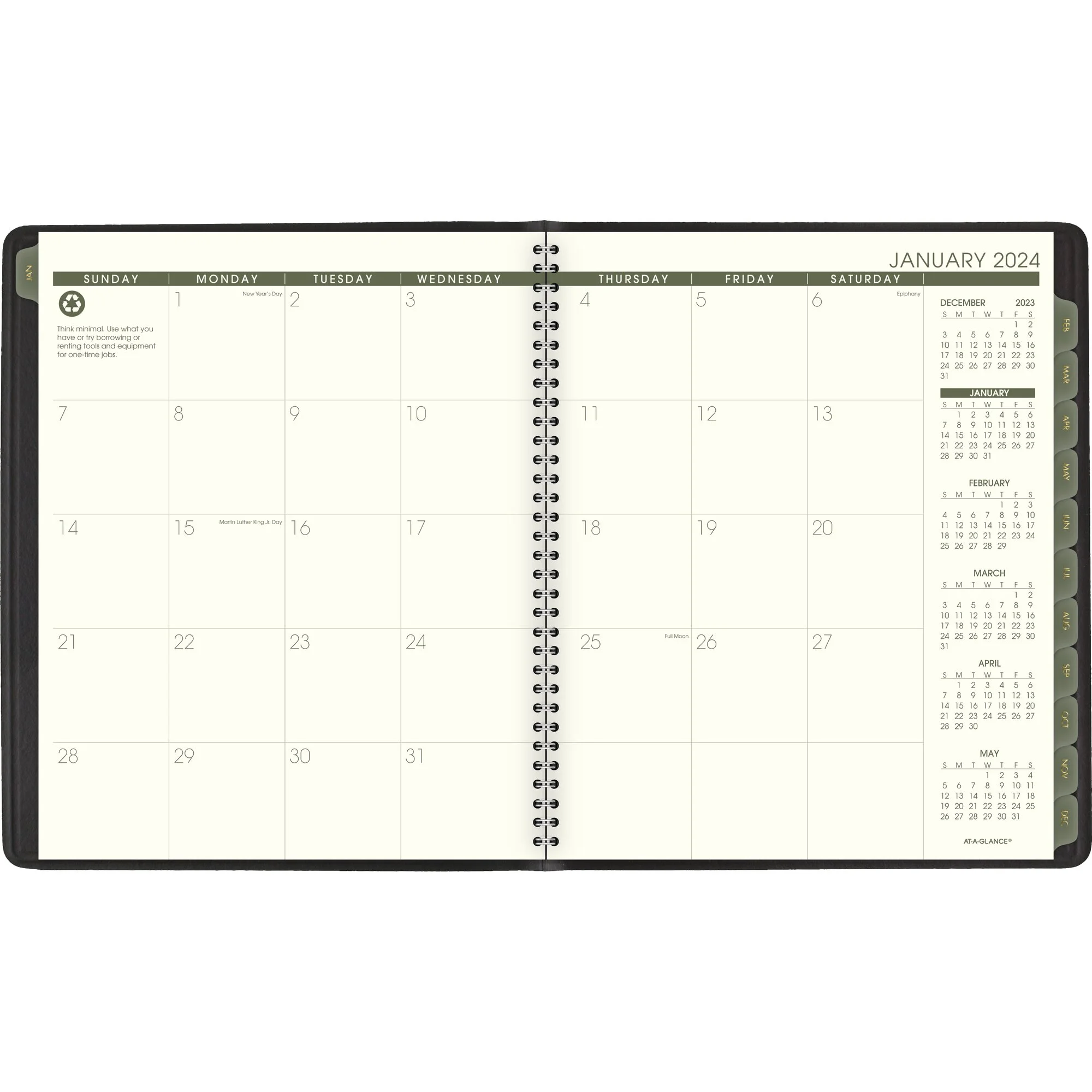 AT-A-GLANCE Recycled 2024 Monthly Planner Black Large 9 x 11 - Monthly Planners