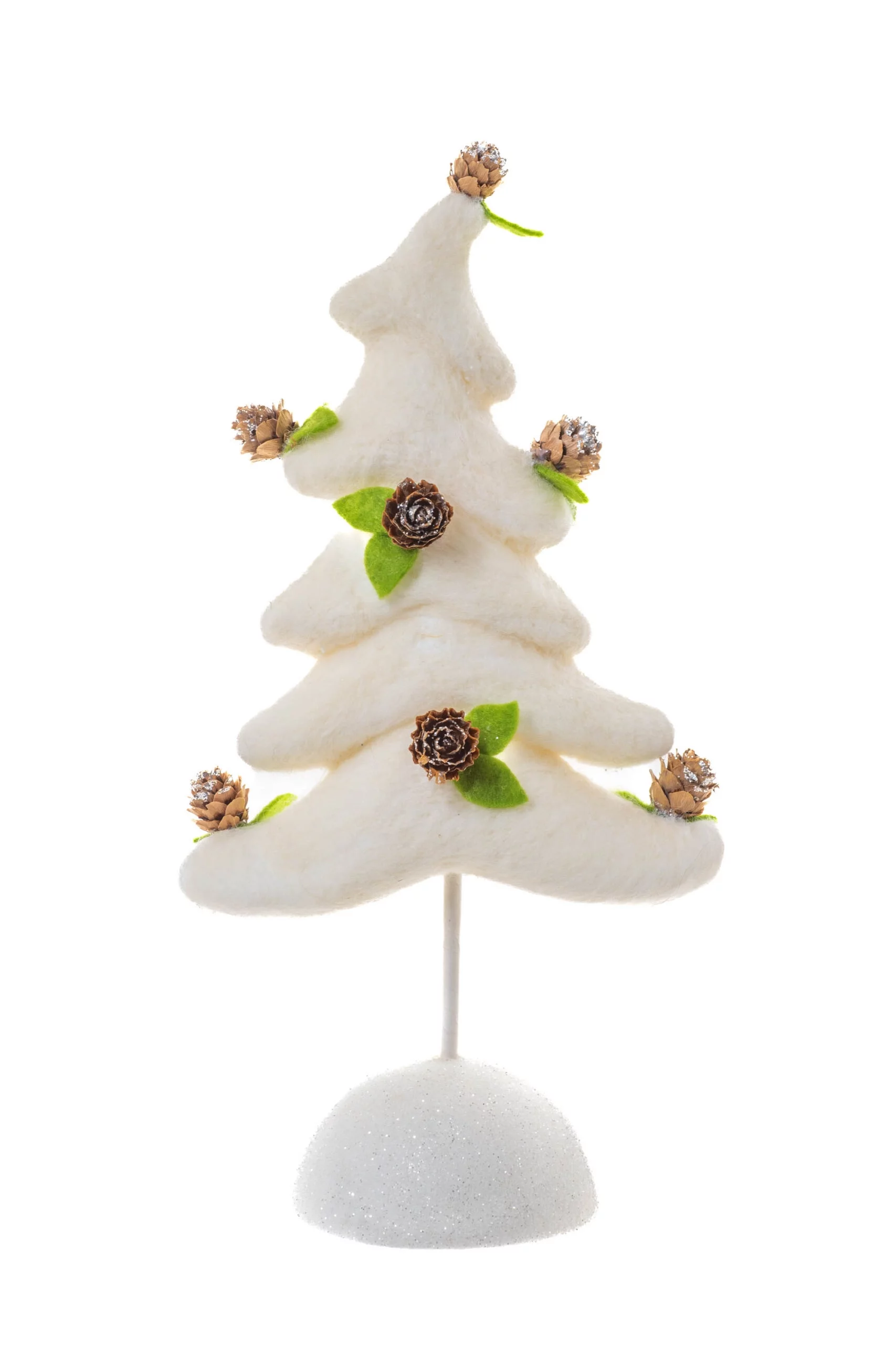 Starlight Collection, White Polylon Standing Frosty Tree with Glittering Pinecones