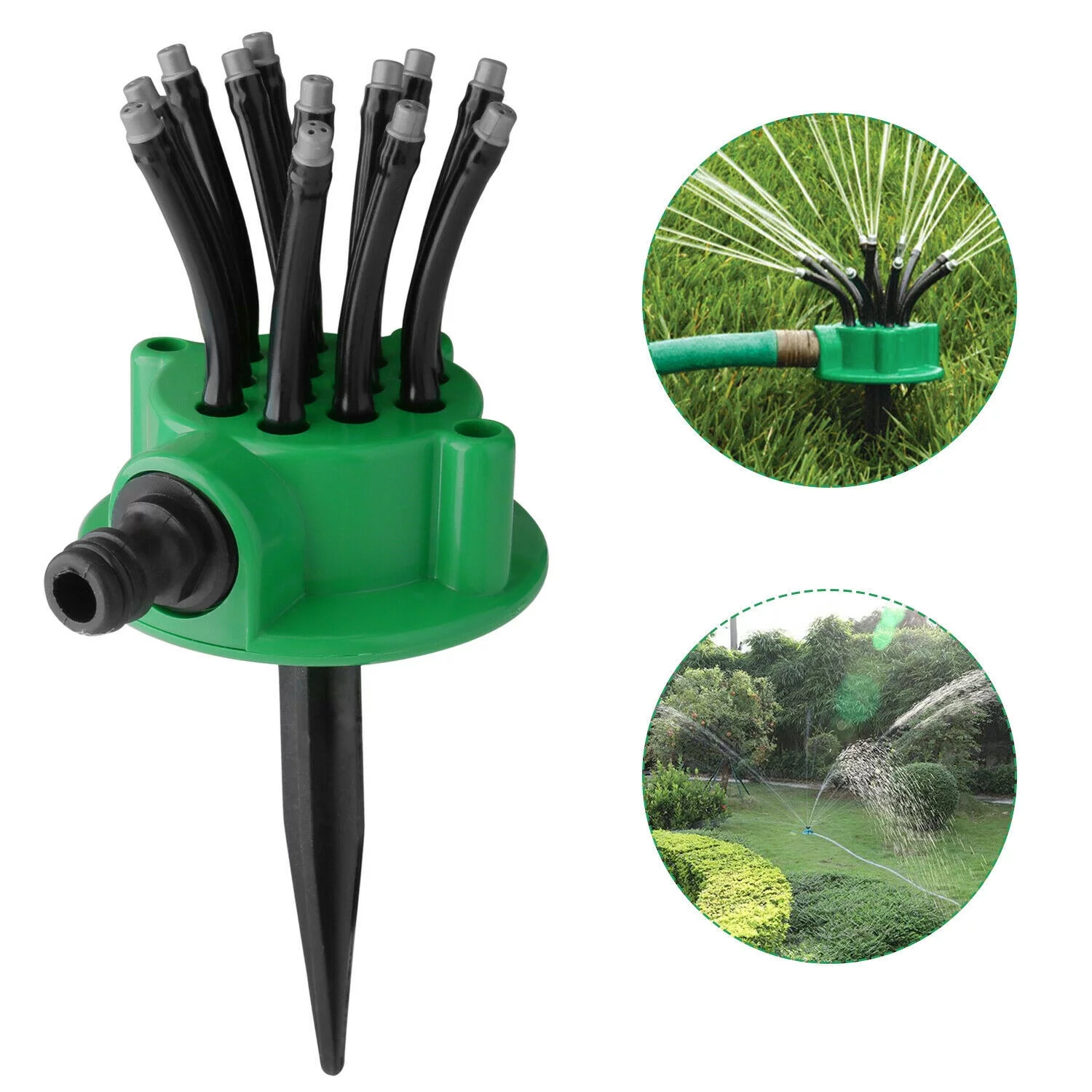 Suzicca Garden Sprinkler Multi-Tips Lawn Sprinkler Head Nozzle 12 Flexible Spray Nozzles 360 Degree Rotating Lawn Sprinkler  Garden Patio Water Sprayer Gardening Watering System