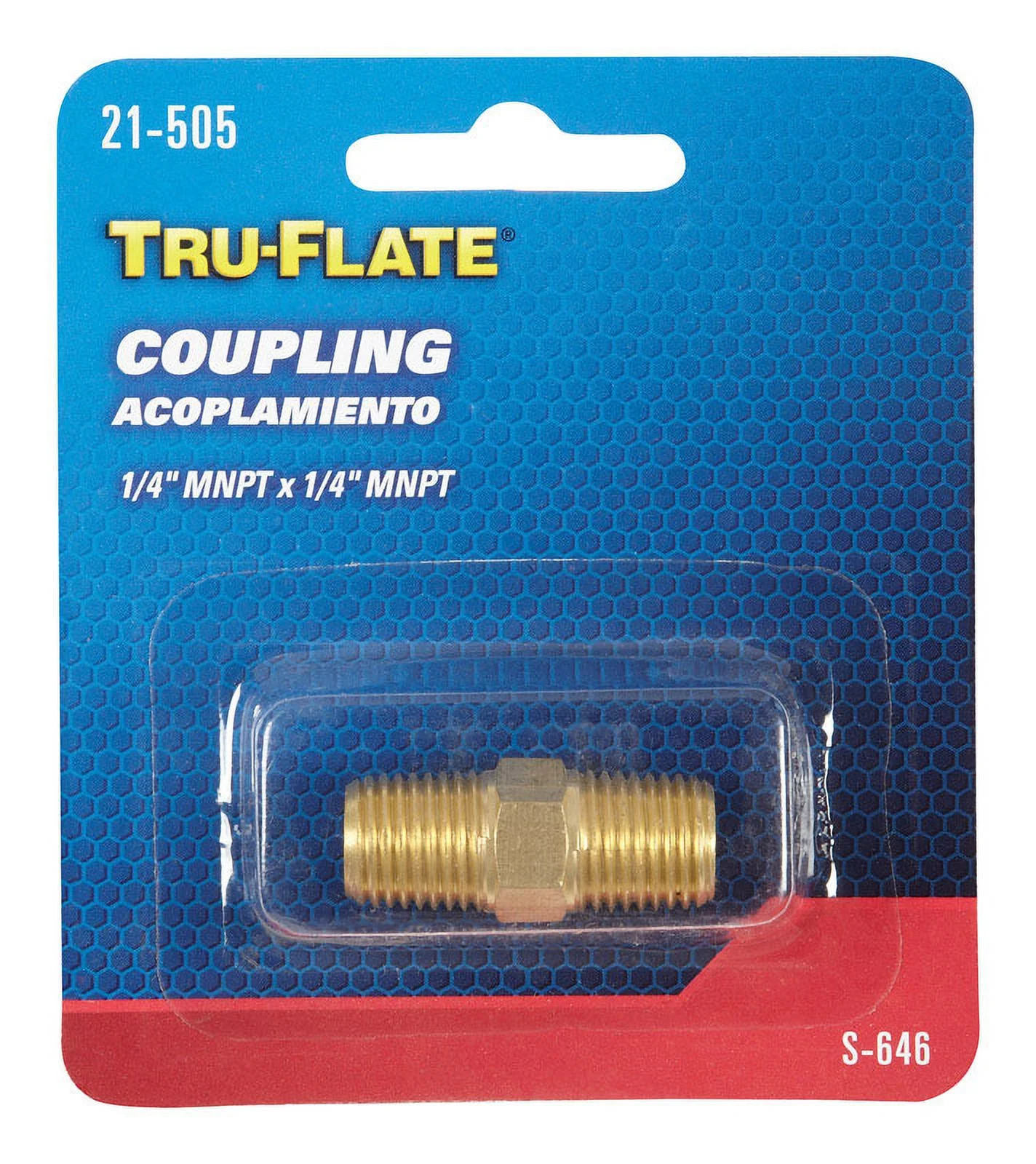 1 Pc, Tru-Flate Brass Coupling 1/4 In. Male 1 Pc