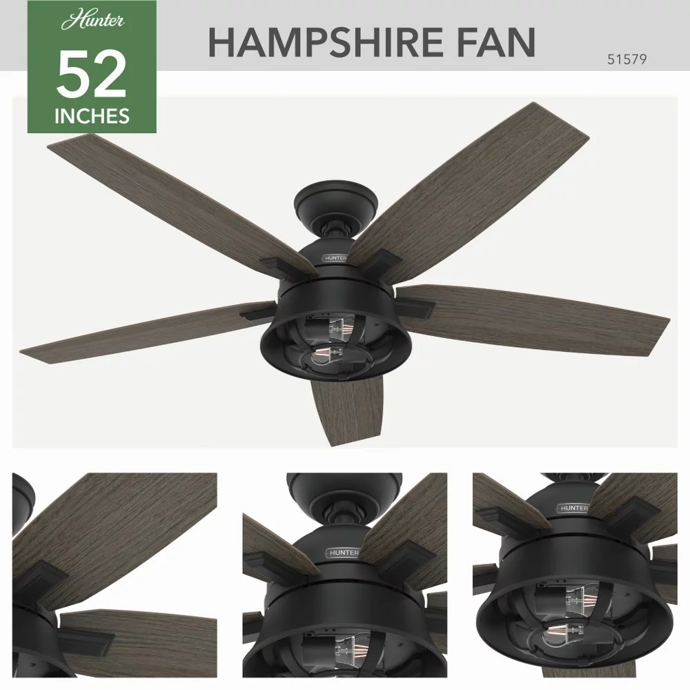 Hunter Fans - Hampshire - 5 Blade Ceiling Fan with Light Kit and Handheld Remote