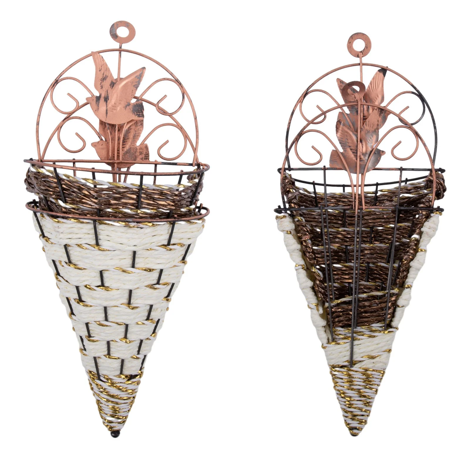 2 Pcs Wall Hang Plant Rattan Plant Pot Basket Flower Garden Mounted Holder Decor