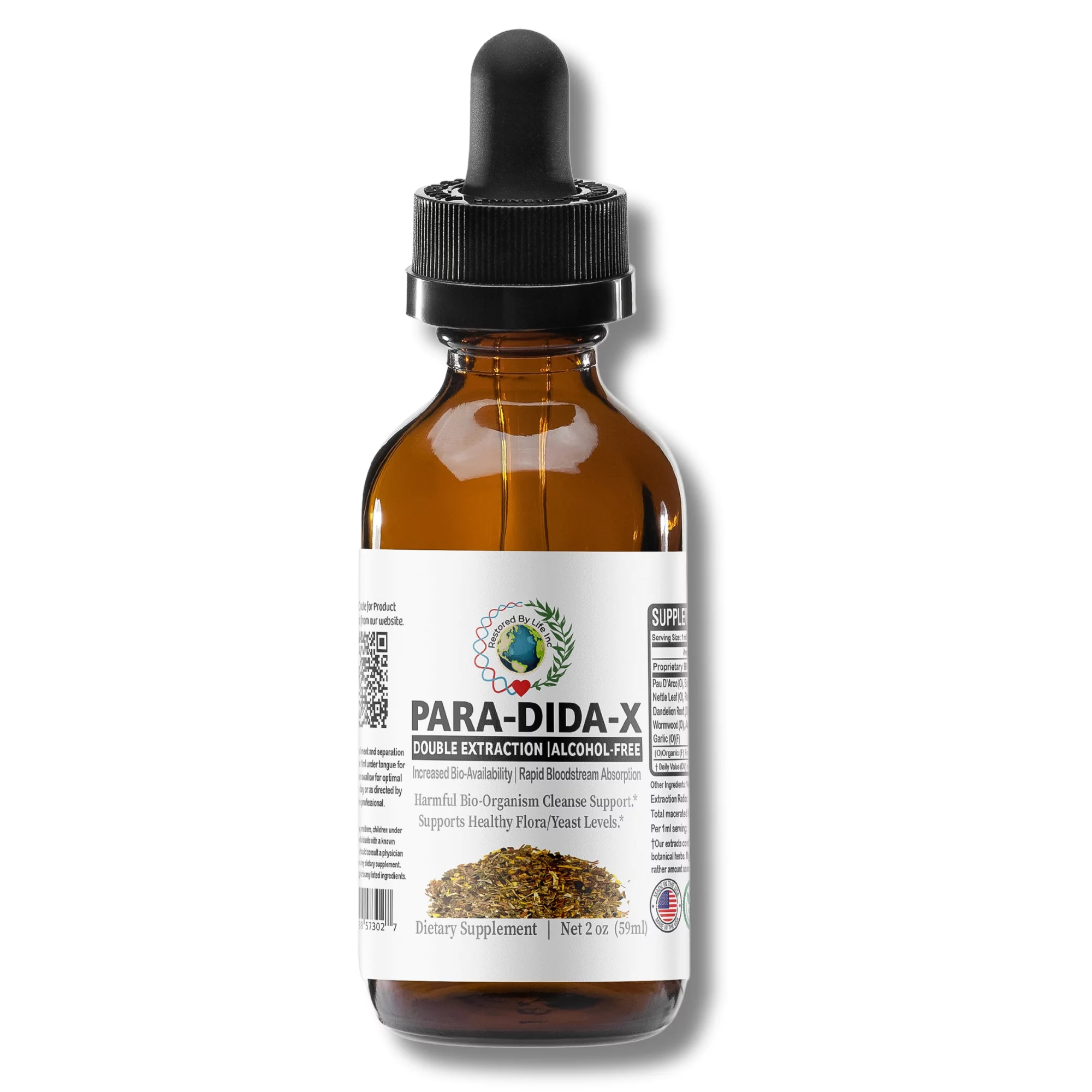 Para-Dida-x | Herbal Intestinal Cleanse Support | with Black Walnut Hull | Restored by Life | 2oz.