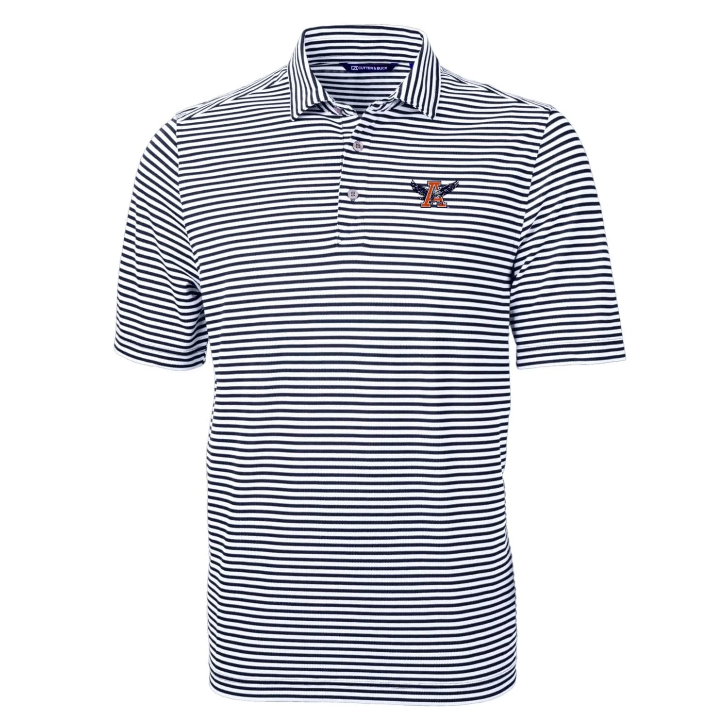 Men's Cutter & Buck Navy Auburn Tigers Throwback Logo Virtue Eco Pique Stripe Recycled Polo