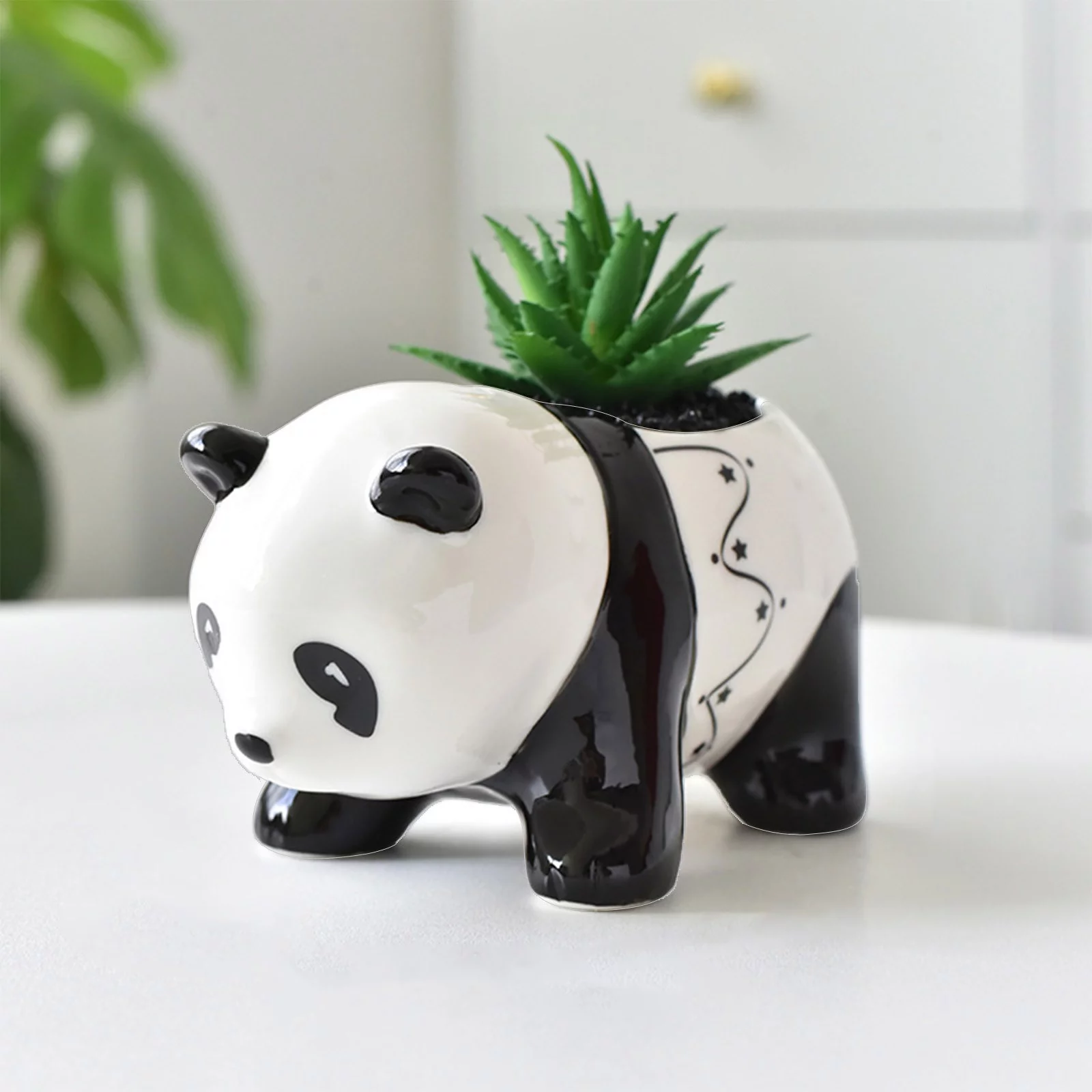 Ceramic Flowerpot Fleshy Potted Panda Flowerpot Cartoon Fleshy Creative Gardening Animal Flowerpot 1pcs
