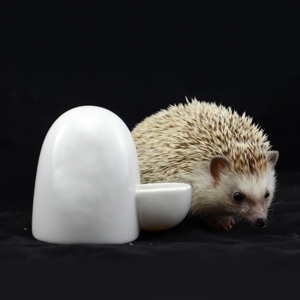 Thick Ceramic Home Pet Water Feeder Hedgehog Drinking Fountain Small Pet Water Dispenser (White)