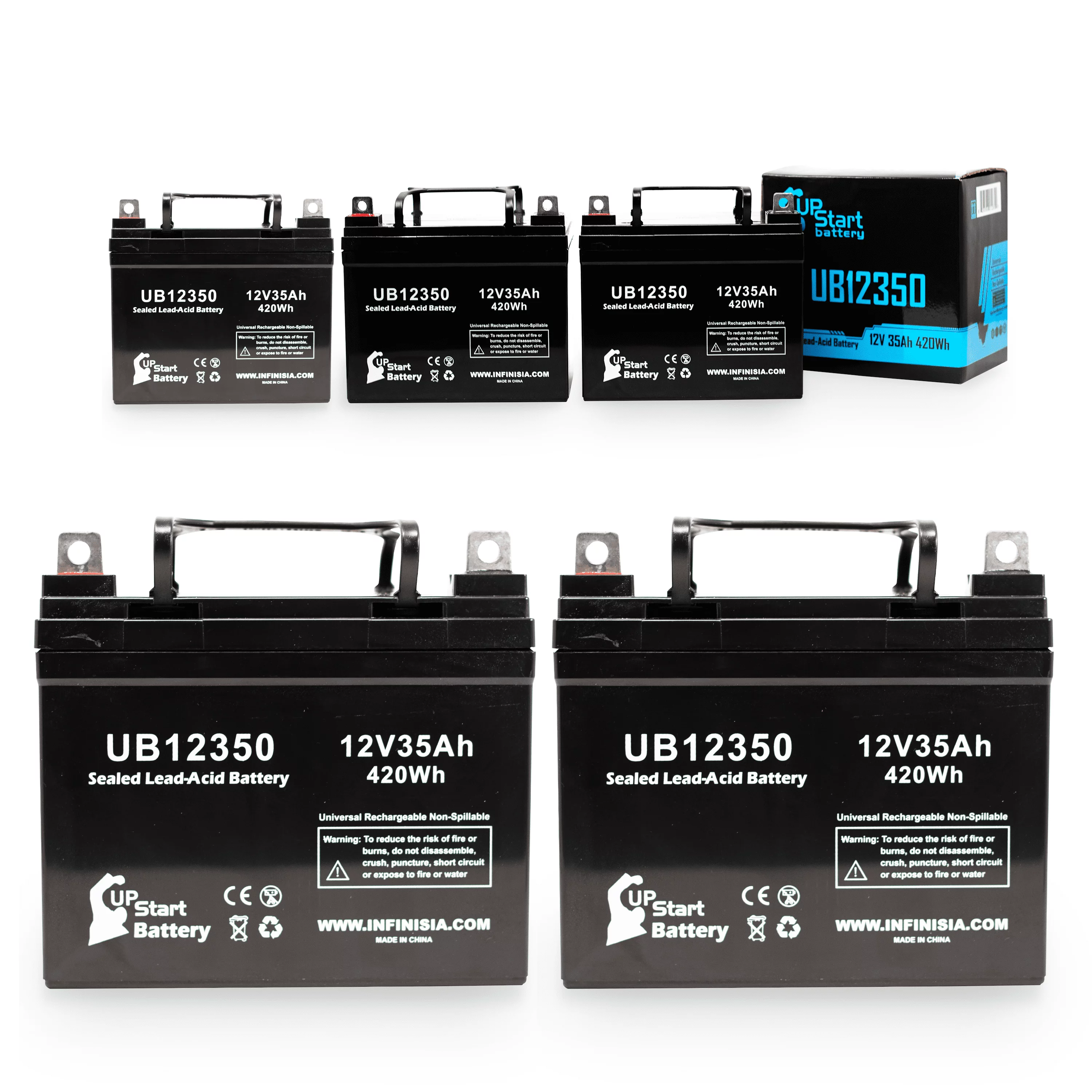 5x Pack - Compatible Speedex Tractor Co. 103 Battery - Replacement UB12350 Universal Sealed Lead Acid Battery (12V, 35Ah, 35000mAh, L1 Terminal, AGM, SLA)