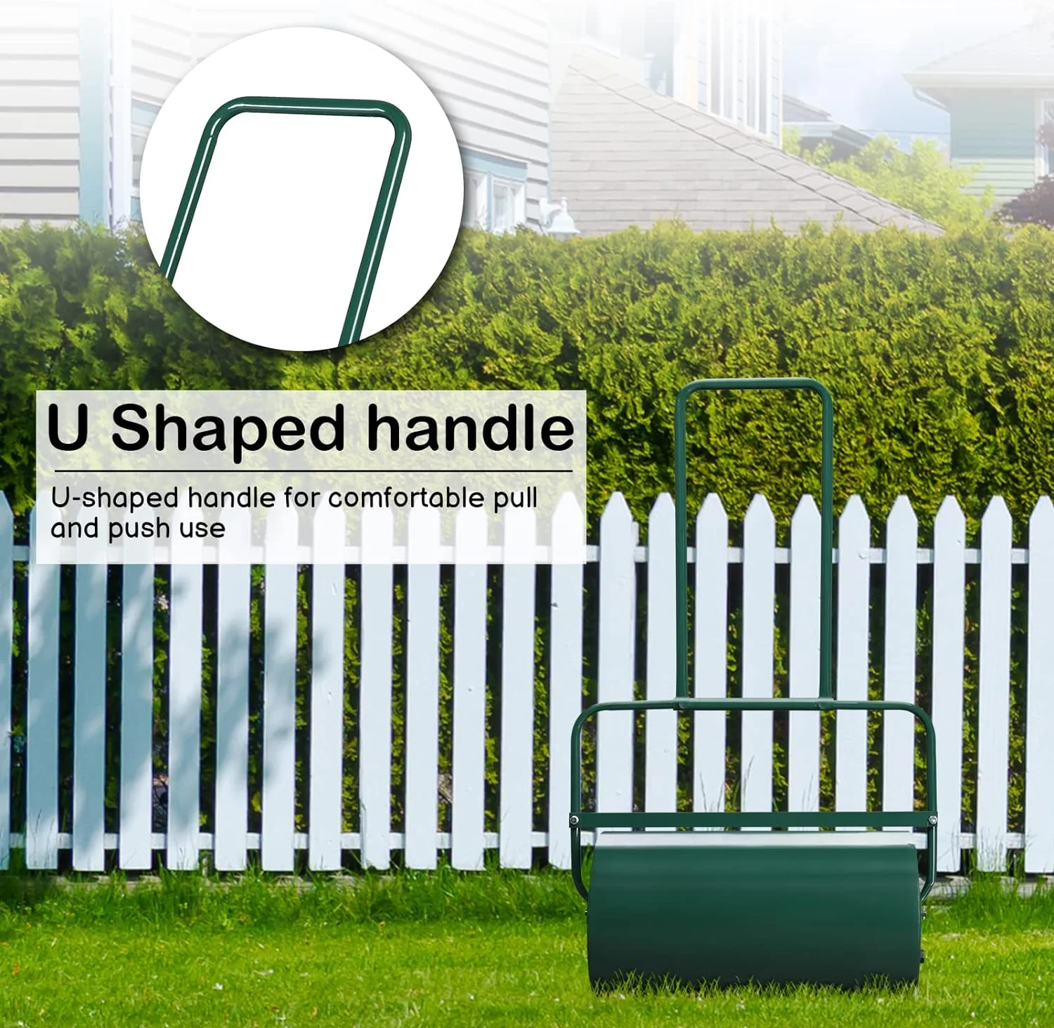 VINGLI Lawn Roller Water Filled Pull Behind 20inch Garden Drum Roller Push/Tow Behind, Water/Sand Filled Roller for Garden, Lawn, Backyard (24 inch, Green)