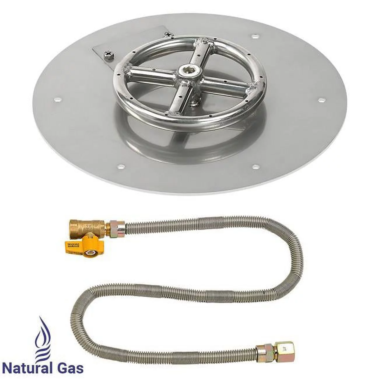 12 in. Round Stainless Steel Flat Pan with Match Light Kit - Natural Gas