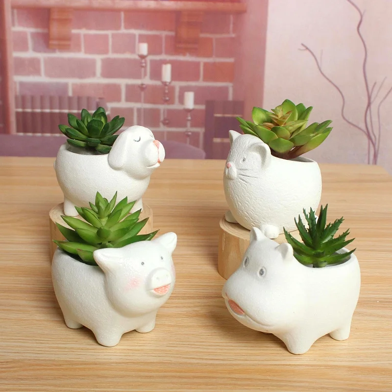 Snowflake Glazed Ceramic Succulent Planter - European Style Cartoon Minimalist Pot