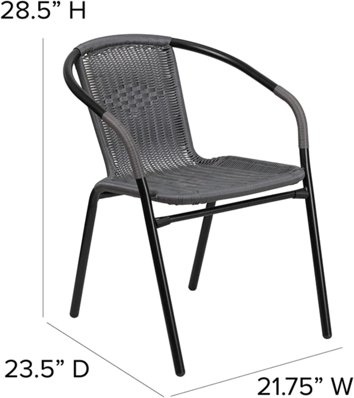 Lila 2 Pack Gray Rattan Indoor-Outdoor Restaurant Stack Chair