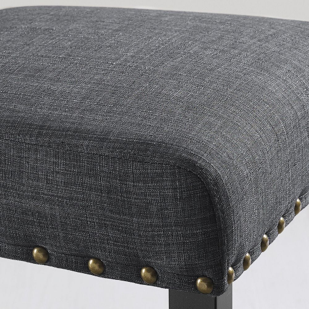 JHOOTUUO Biony Fabric  Stools with Nailhead Trim    Grey