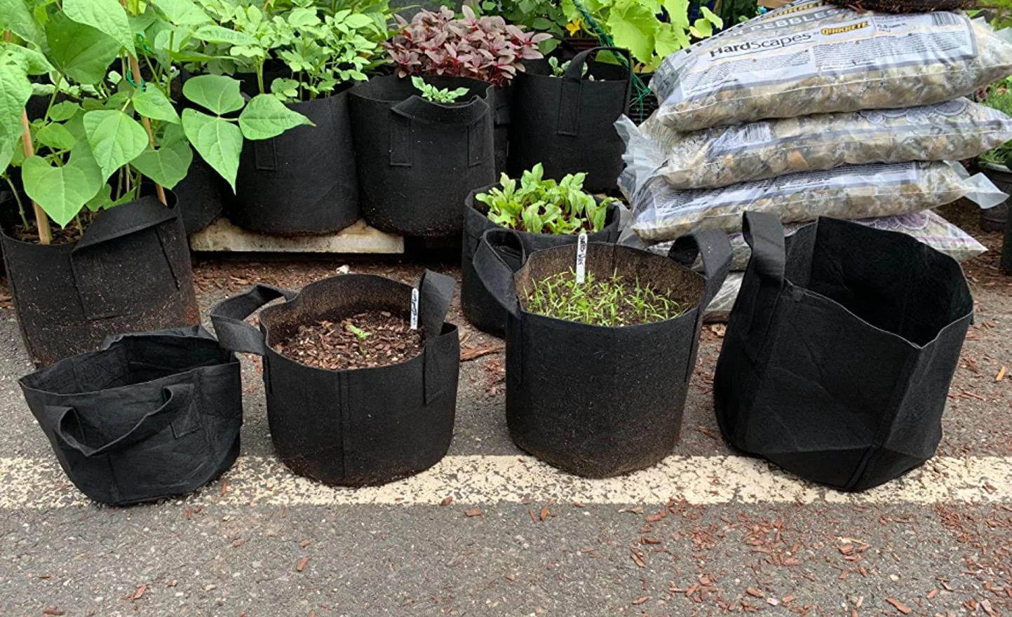 PHYEX 12-Pack 20 Gallon Black Grow Bags, Aeration Fabric Pots with Durable Handles, Come with 12 Pcs Plant Labels