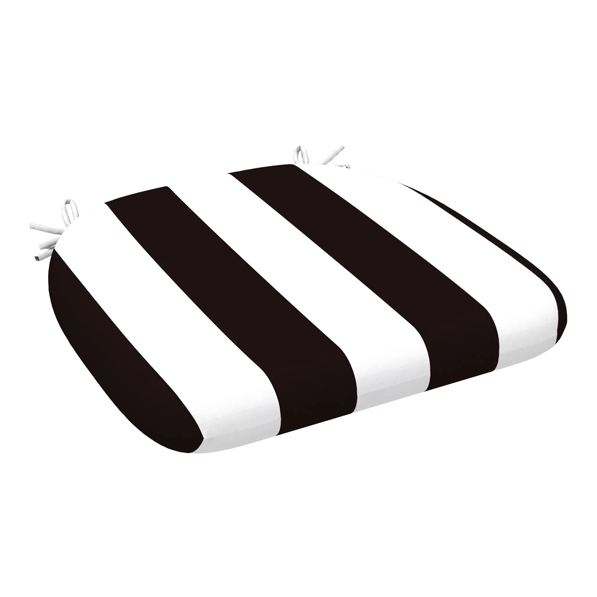 Black Stripe U-Shape Outdoor Chair Pad, Set of 2