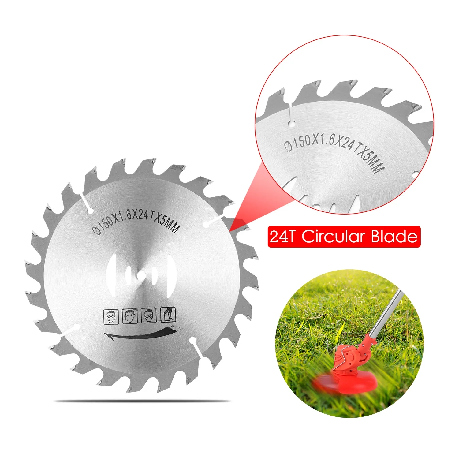 KKmoon 24T Grass Trimmer Replacement Blade Weed Eater Head Brush Cutter Attachment Cicular Metal Saw Blade for Garden