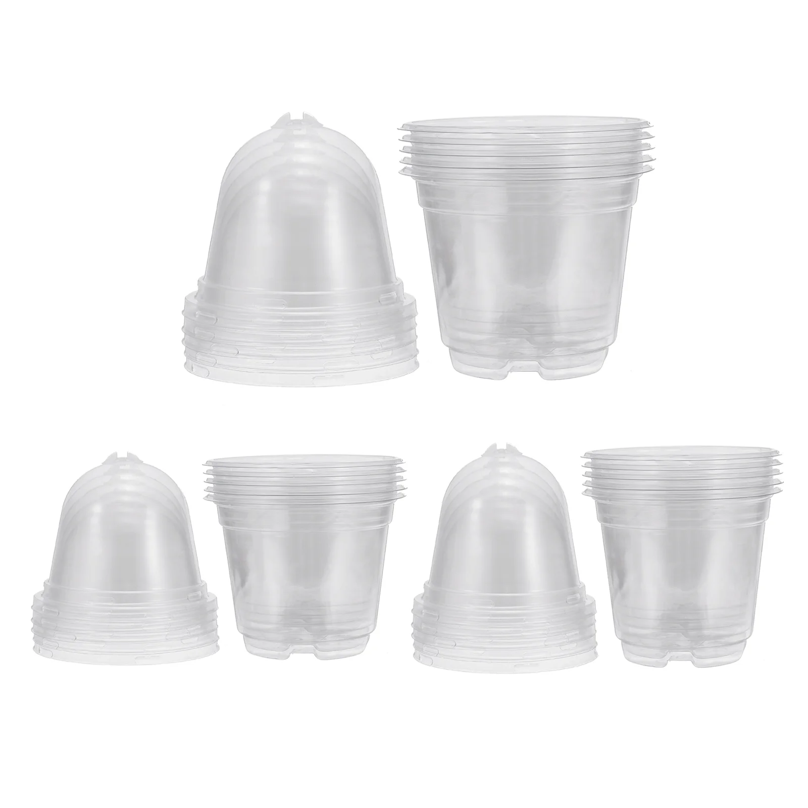 Uxcell Nursery Pots with Humidity Dome, 15 Sets 3.5/4/5 Inch Plant Starting Pots with Drainage Holes, Transparent