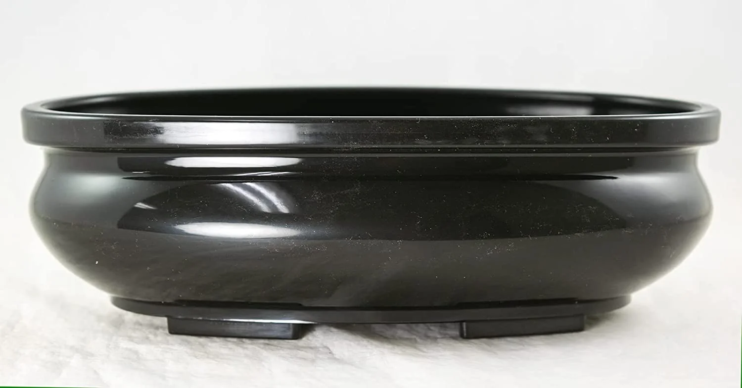 Oval Plastic Heavy Duty Bonsai Training Pot, Cactus & Succulent Planter 9''x 5''x 2.75'' - Black with Mesh