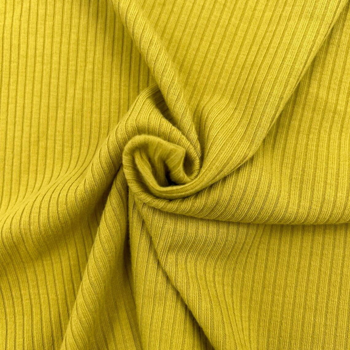 Stylish Fabric Honey Mustard Poly Rayon Spandex 4x2 Rib Knit Fabric, DIY Projects by the Yard