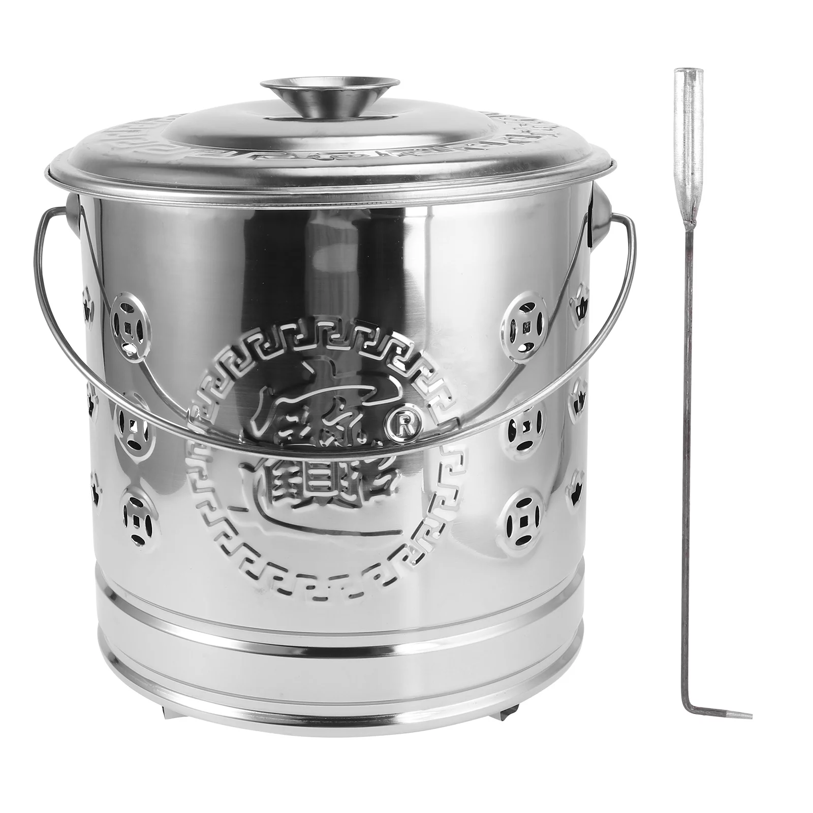 OUNONA 1 Set Stainless Steel Burn Barrel Household Incinerator Furnace Burning Bin