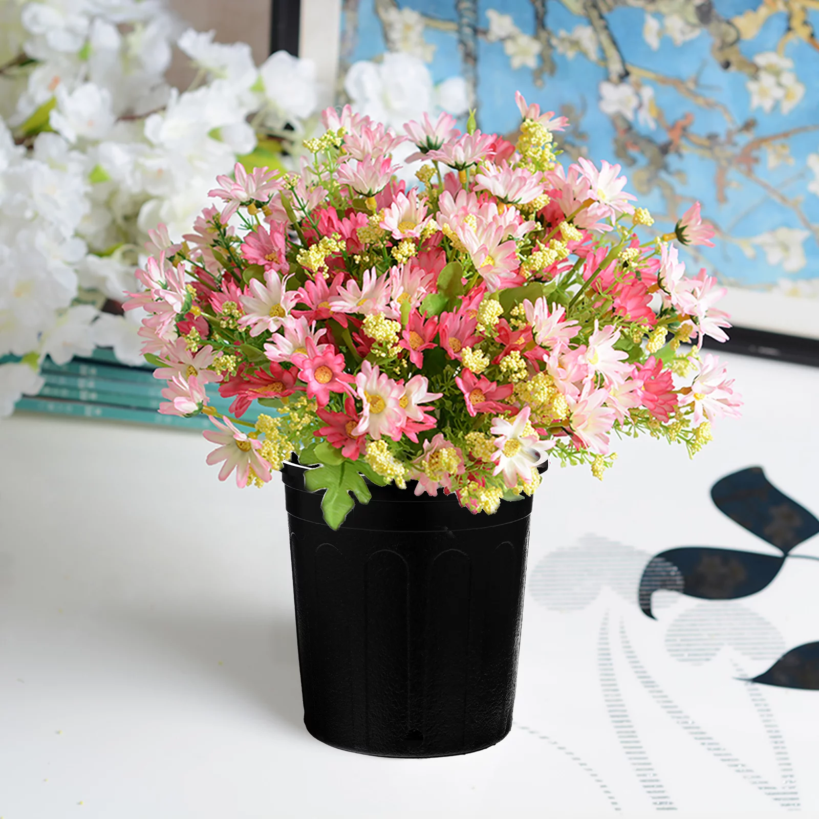 Gongxipen 10pcs Simple Gallon Pot Flower Planter Garden Plastic Plant Nursery Pot (Black)