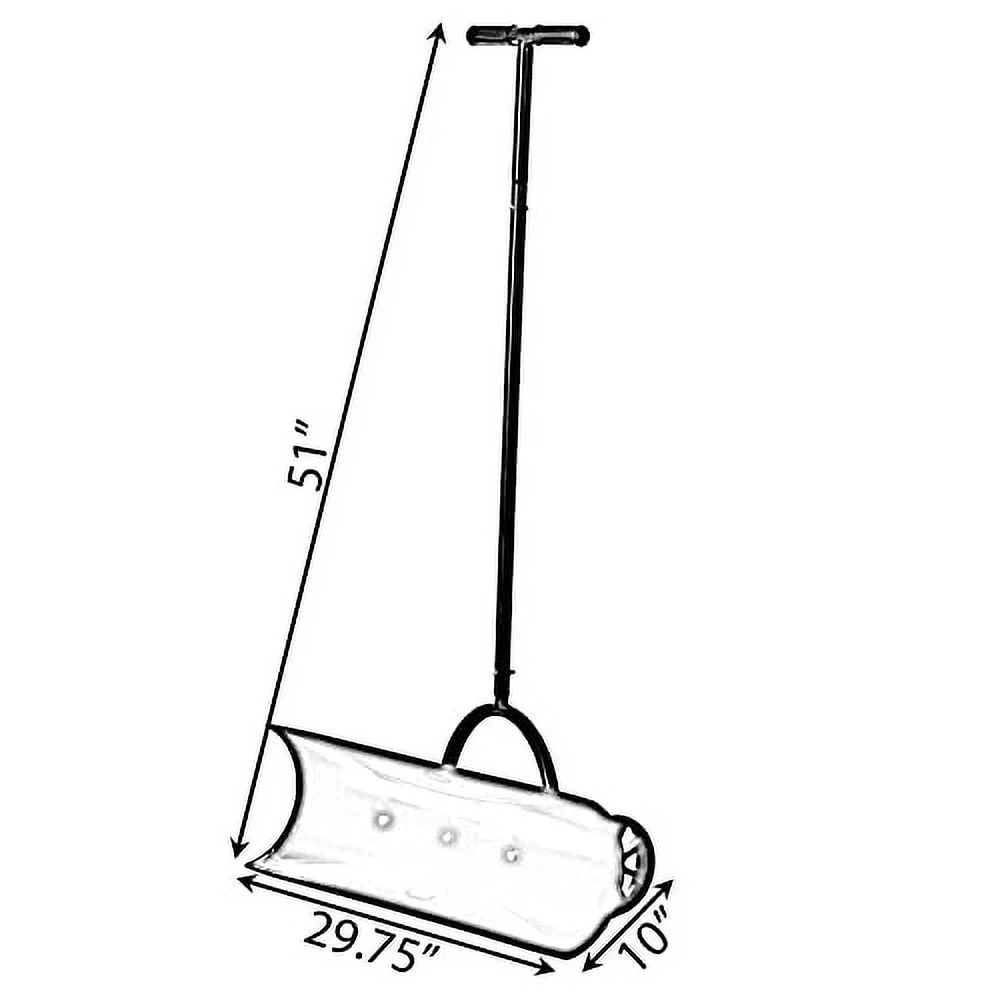 Gardenised Black Heavy Duty Snow Shovel Rolling Pusher Remover with Wheels and Wide Blades, (QI004186)