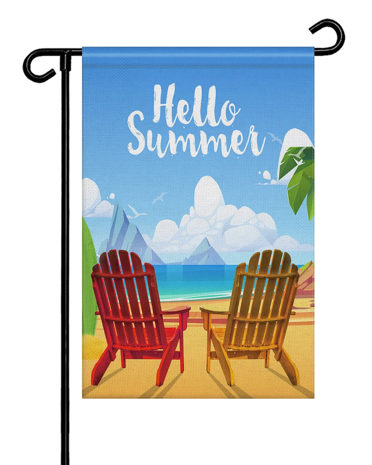 Garden Flag Double-Side Printed House Flag Yard Flag Beach Chairs Palm Tree Welcome Banner Decor Outdoor Holiday Decorations