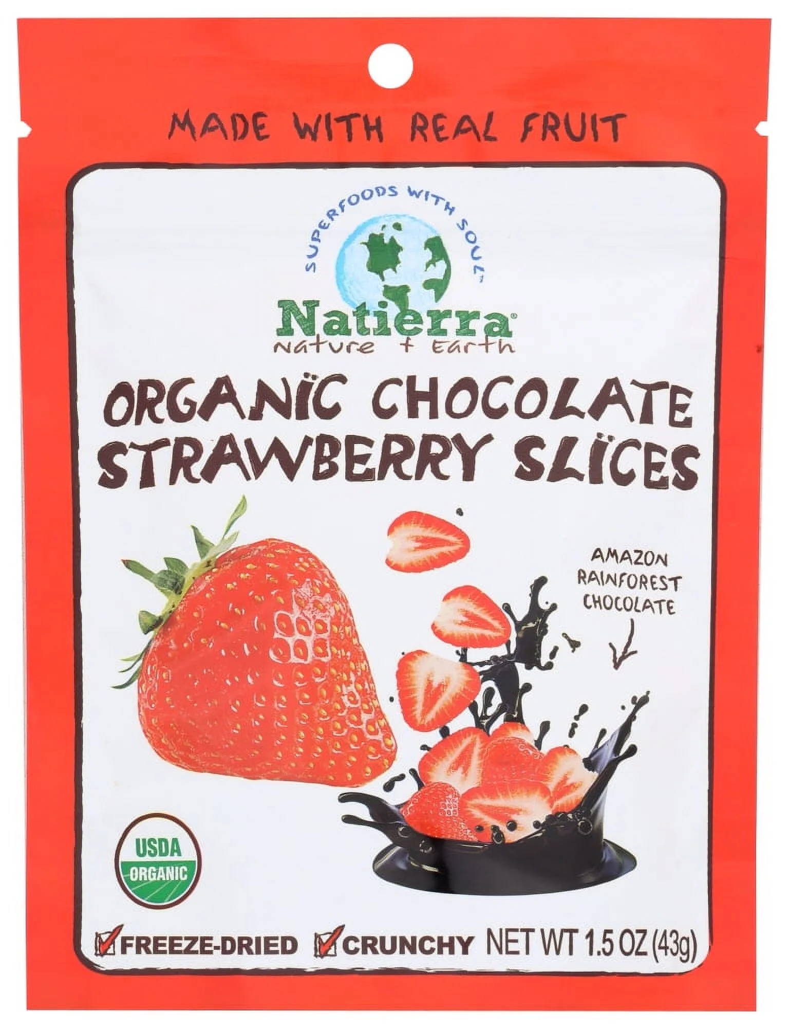 Natierra Organic Chocolate Strawberry Slices, 1.5 Oz
