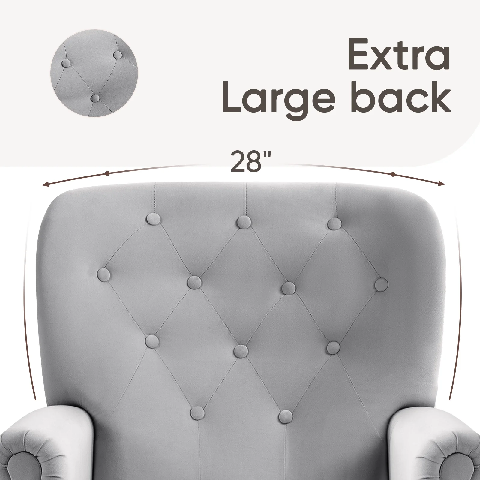 JUSTLET Modern Accent Armchair, 31″ Upholstered Single Sofa with Extra Large Back and Wood Leg for Living Room Bedroom, Gray