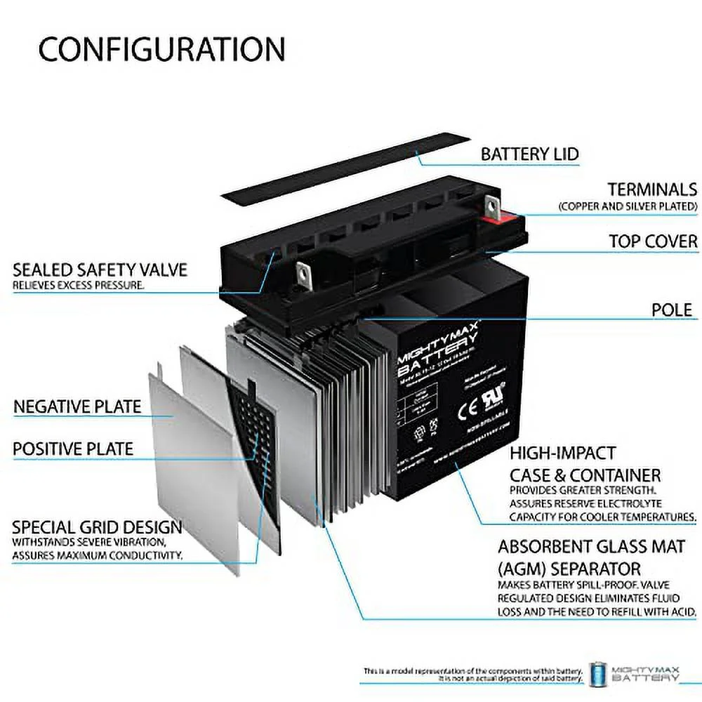 ML18-12 - 12 Volt 18 AH, Nut and Bolt (NB) Terminal, Rechargeable SLA AGM Battery
