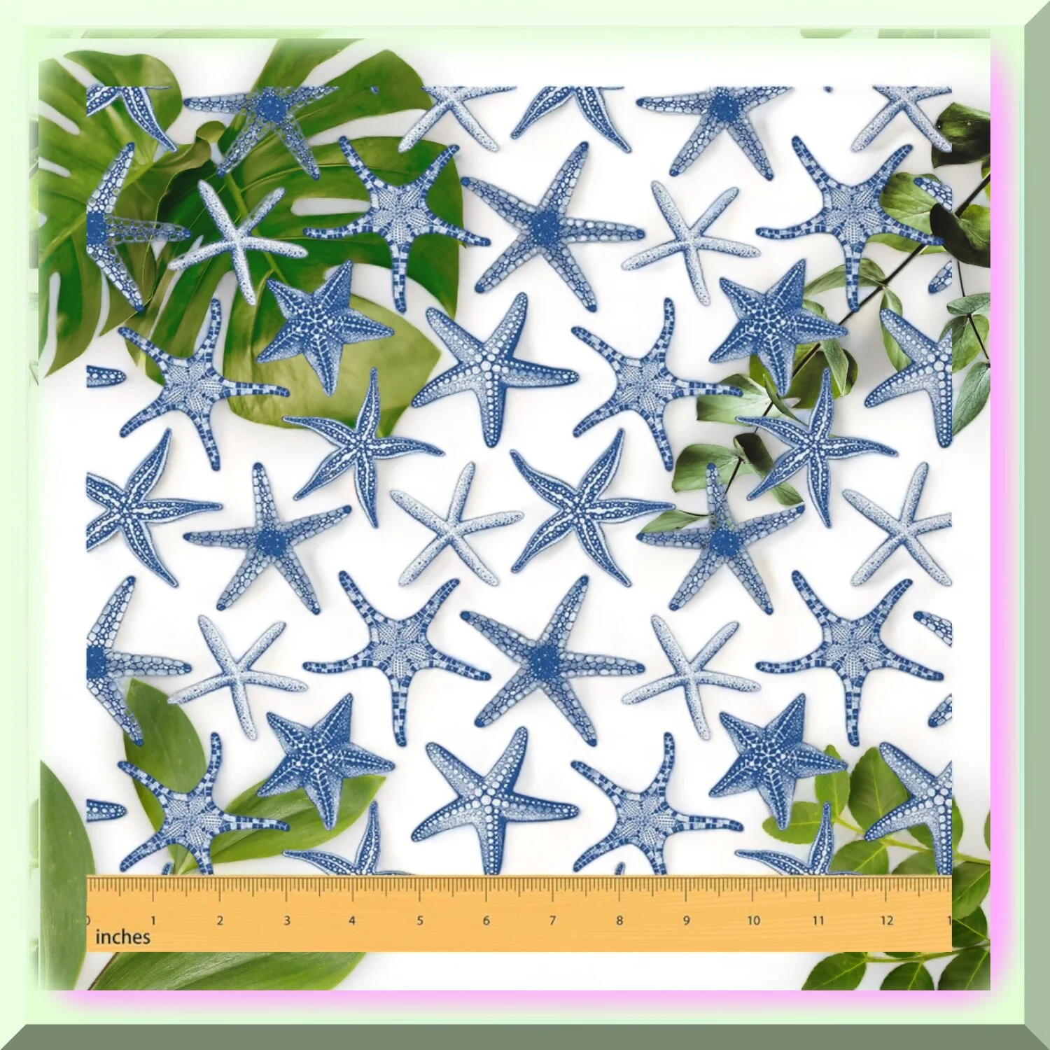 Ocean Breeze Coastal Fabric - Marine Theme Upholstery for Chairs, Nautical Sea Creatures Decor, Waterproof Outdoor Material - 5 Yards, Teal Blue